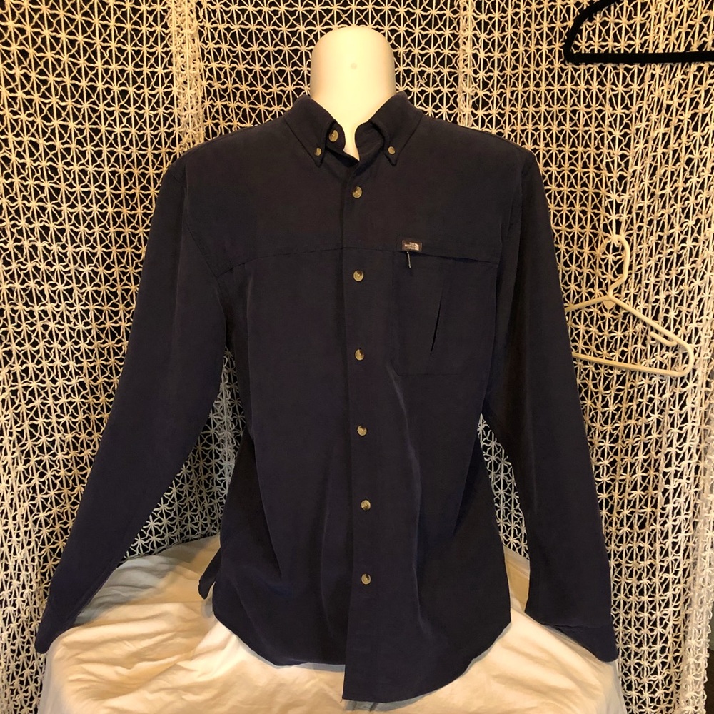 EUC The North Face Button Up Shirt Dark Blue Large
